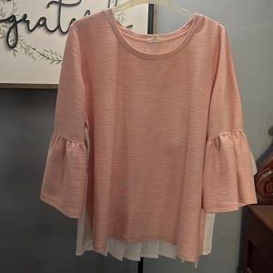 Rose and white blouse